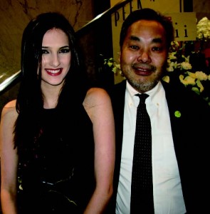 World top model Hannah Dever with Peek-A-Boo General Manager Yasuo Kobayashi.