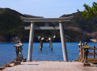 A view to two of Watazumi Shrine’s torii