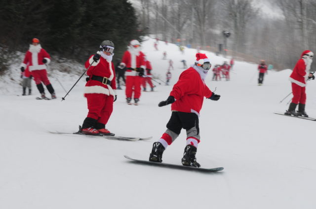 santa snowboard