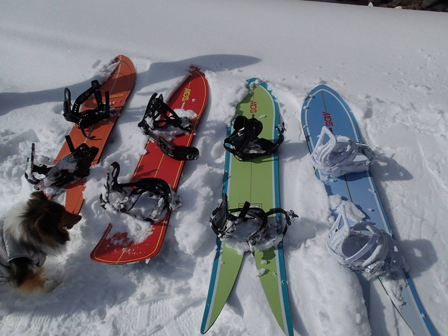 Snowsurf boards ready to roll. Photo by Phil Luza