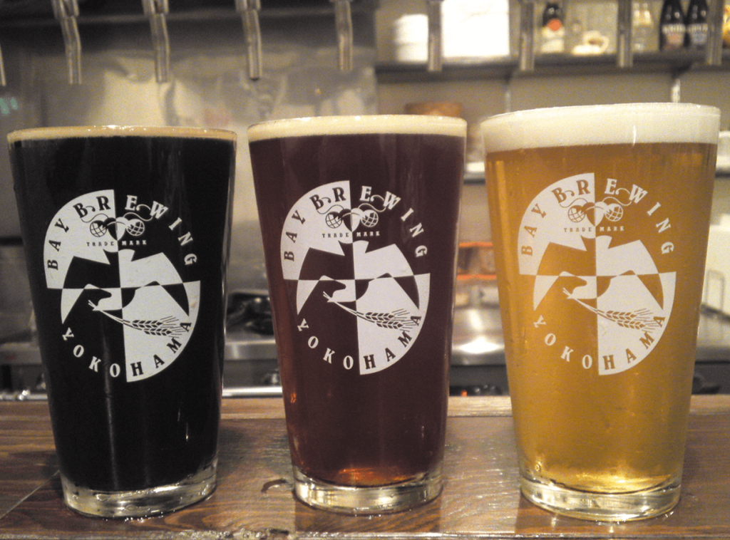 glasses of beer at yokohama bay brewing