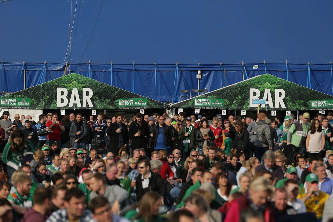 England rugby fans attend a Fanzone at 2015 Rugby World Cup