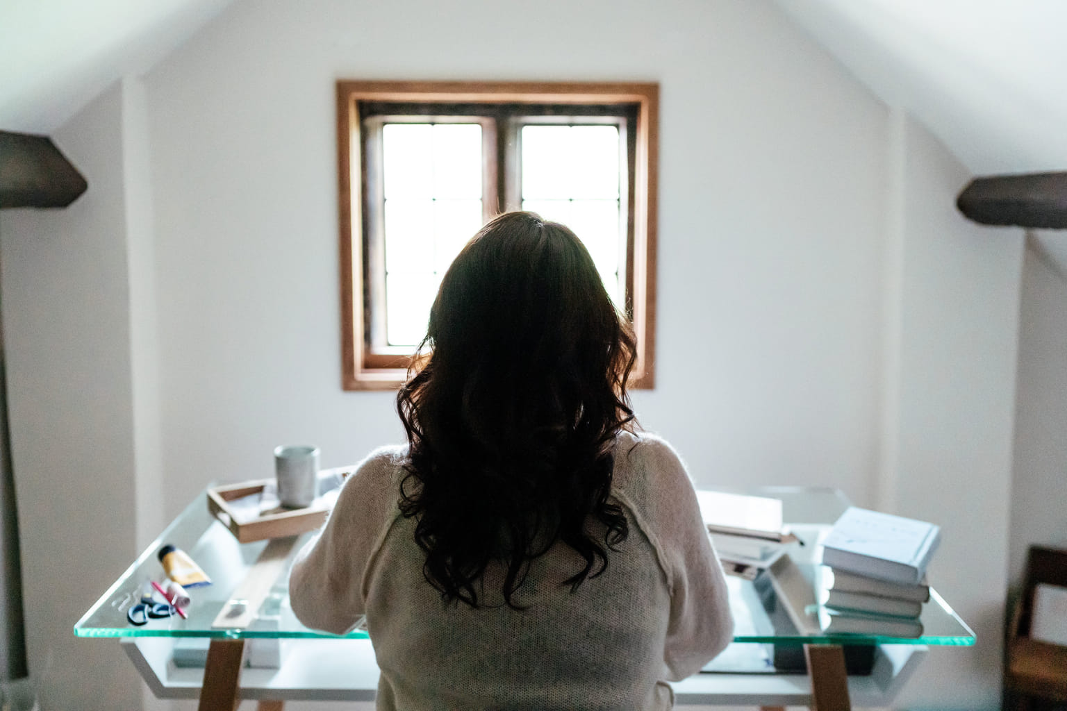 wabi sabi author writing at desk