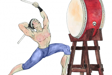 Illustration of Japanese instrument taiko drum