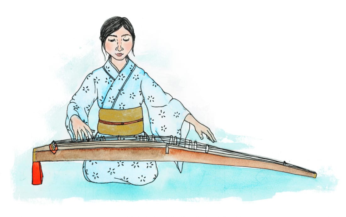 Illustration of Japanese instrument koto