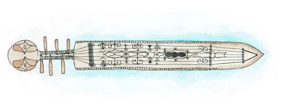 Illustration of Japanese instrument tonkori