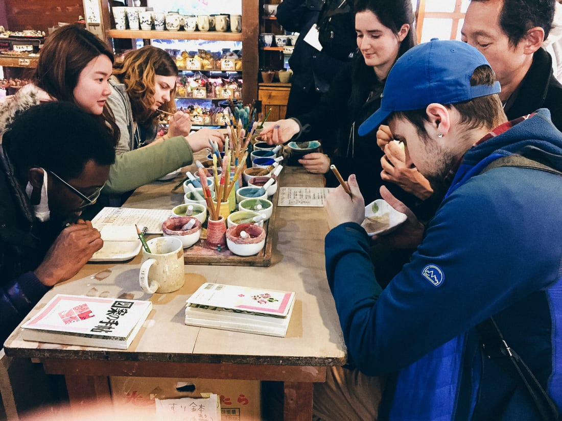 People painting ceramics at Jindaiji Temple in Chofu