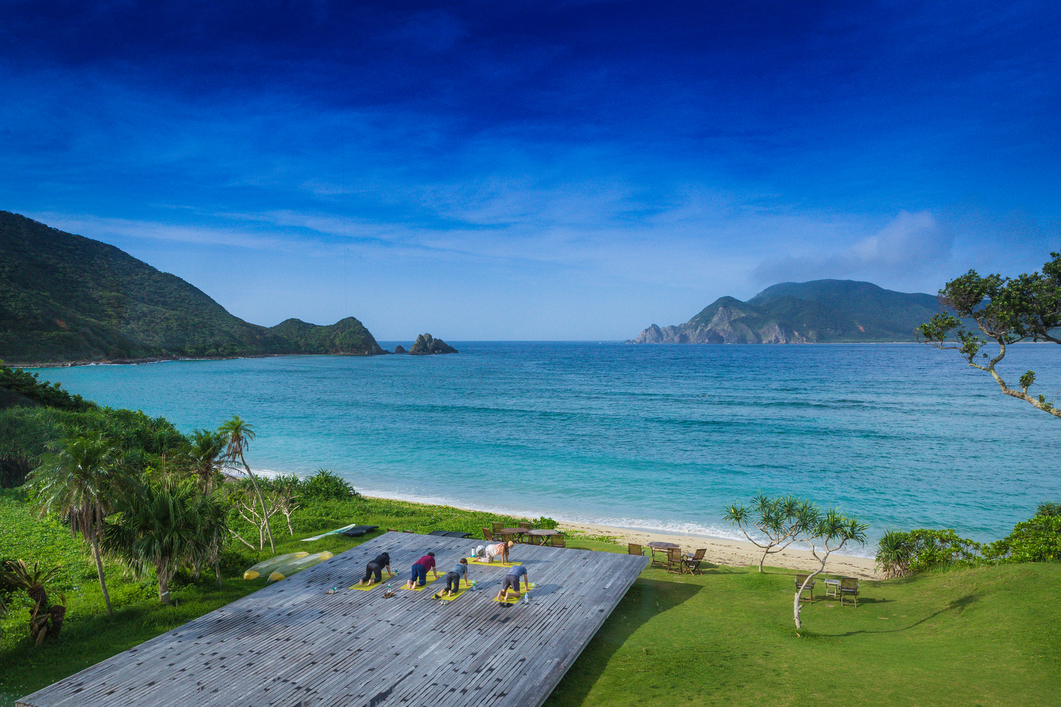 The scene hotel yoga ocean Amami Islands Japan