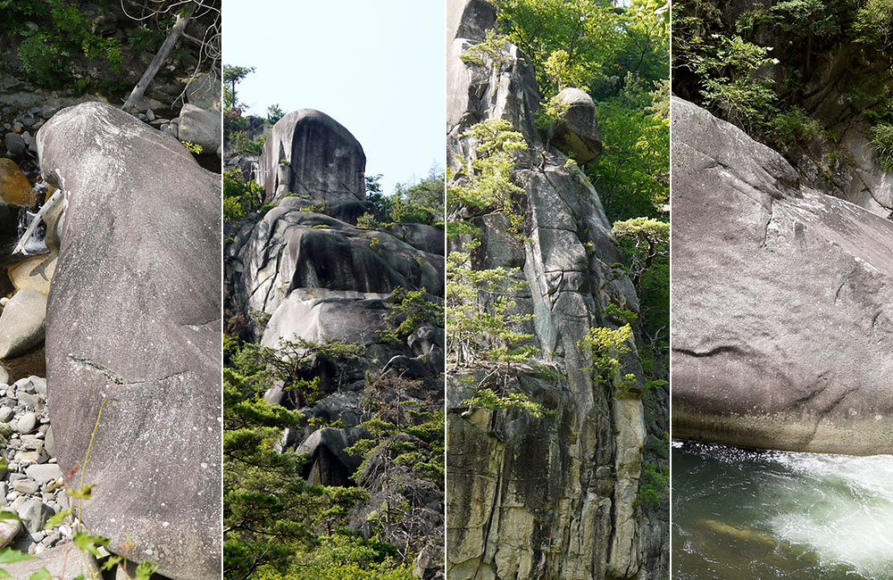 peculiar rock formations at shosenkyou gorge